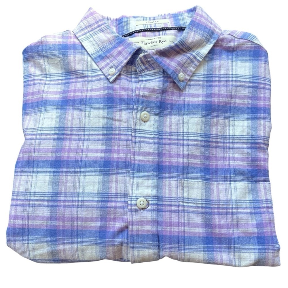 Hawker Rye Men's Long Sleeve Button-Up Stretch Oxford Shirt, Size Medium Tall